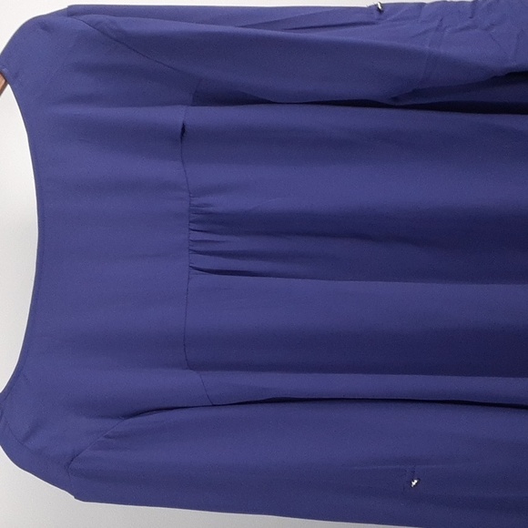 Apt. 9 V-Neck Indigo Navy Loose Fit Asymmetrical Long Sleeve Blouse - Picture 7 of 8